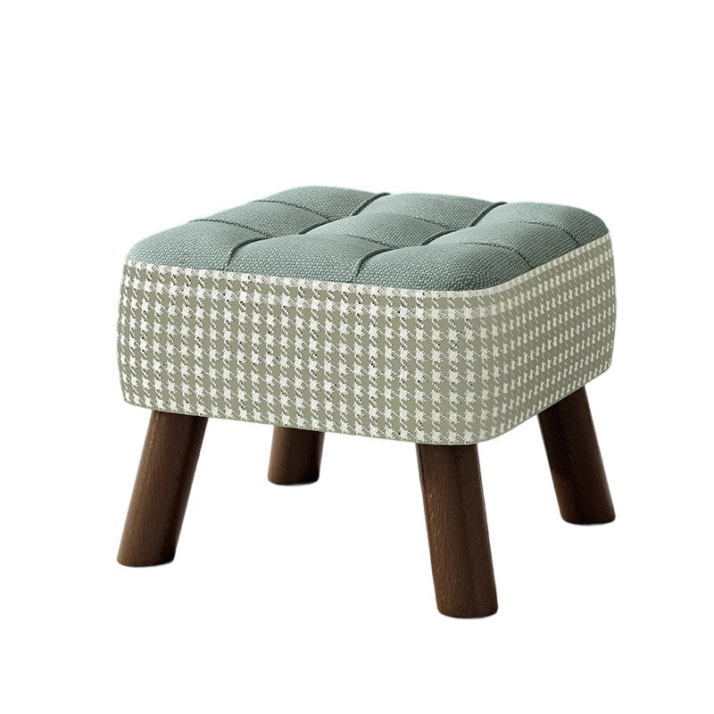 Taburete moderno minimalista apilable de madera maciza con cojín de tela - Cuadrado, sin respaldo ni reposabrazos, ideal para pasillos