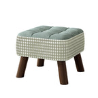 Taburete moderno minimalista apilable de madera maciza con cojín de tela - Cuadrado, sin respaldo ni reposabrazos, ideal para pasillos