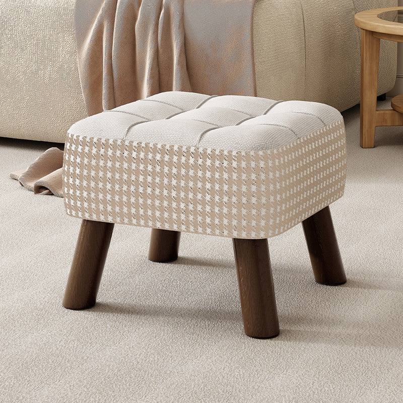 Taburete moderno minimalista apilable de madera maciza con cojín de tela - Cuadrado, sin respaldo ni reposabrazos, ideal para pasillos