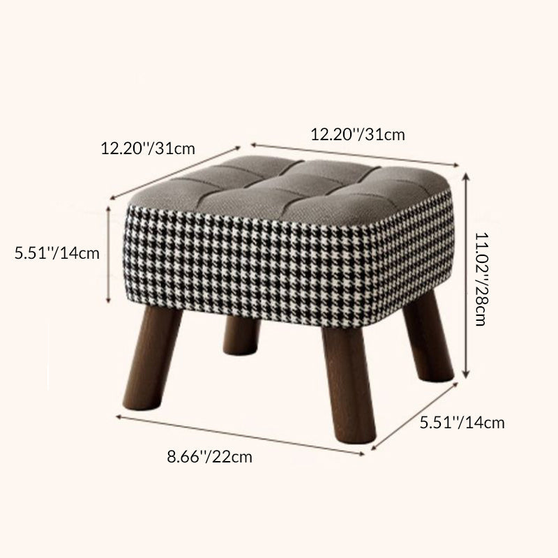 Taburete moderno minimalista apilable de madera maciza con cojín de tela - Cuadrado, sin respaldo ni reposabrazos, ideal para pasillos