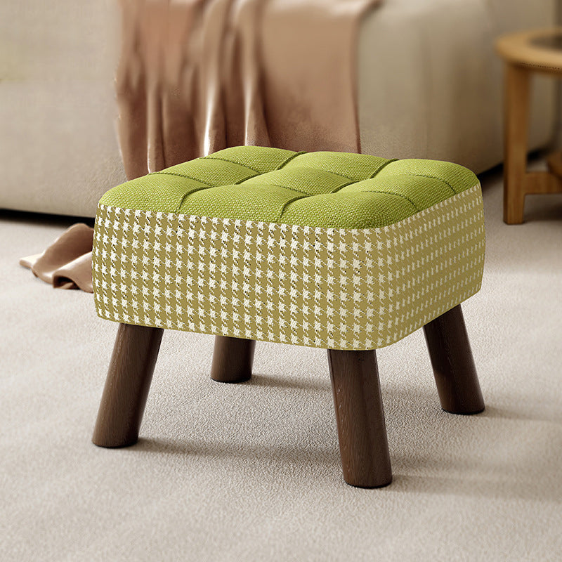 Modern Minimalist Stackable Solid Wood Stool with Fabric Cushion - Square, Backless & Armless, Ideal for Hallways