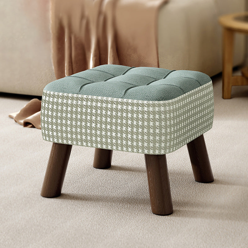 Modern Minimalist Stackable Solid Wood Stool with Fabric Cushion - Square, Backless & Armless, Ideal for Hallways