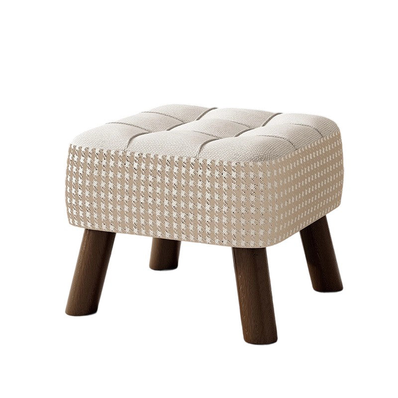 Taburete moderno minimalista apilable de madera maciza con cojín de tela - Cuadrado, sin respaldo ni reposabrazos, ideal para pasillos