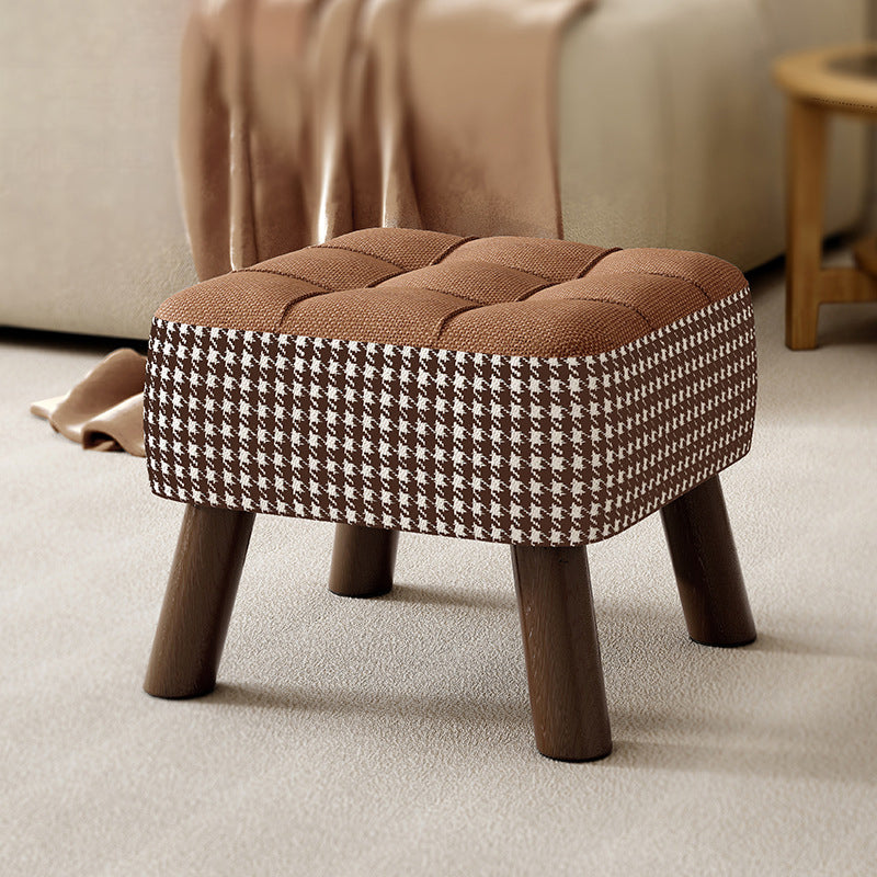 Modern Minimalist Stackable Solid Wood Stool with Fabric Cushion - Square, Backless & Armless, Ideal for Hallways
