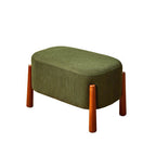 Modern Minimalist Oval Solid Wood Low Stool – Corduroy, Teddy Fleece & Faux Mink Fur Upholstery, Yarn-Wrapped Sponge Cushion, Backless & Armless Hallway Seat