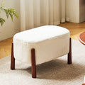 Modern Minimalist Oval Solid Wood Low Stool – Corduroy, Teddy Fleece & Faux Mink Fur Upholstery, Yarn-Wrapped Sponge Cushion, Backless & Armless Hallway Seat