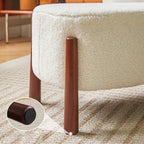 Modern Minimalist Oval Solid Wood Low Stool – Corduroy, Teddy Fleece & Faux Mink Fur Upholstery, Yarn-Wrapped Sponge Cushion, Backless & Armless Hallway Seat