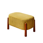 Modern Minimalist Oval Solid Wood Low Stool – Corduroy, Teddy Fleece & Faux Mink Fur Upholstery, Yarn-Wrapped Sponge Cushion, Backless & Armless Hallway Seat