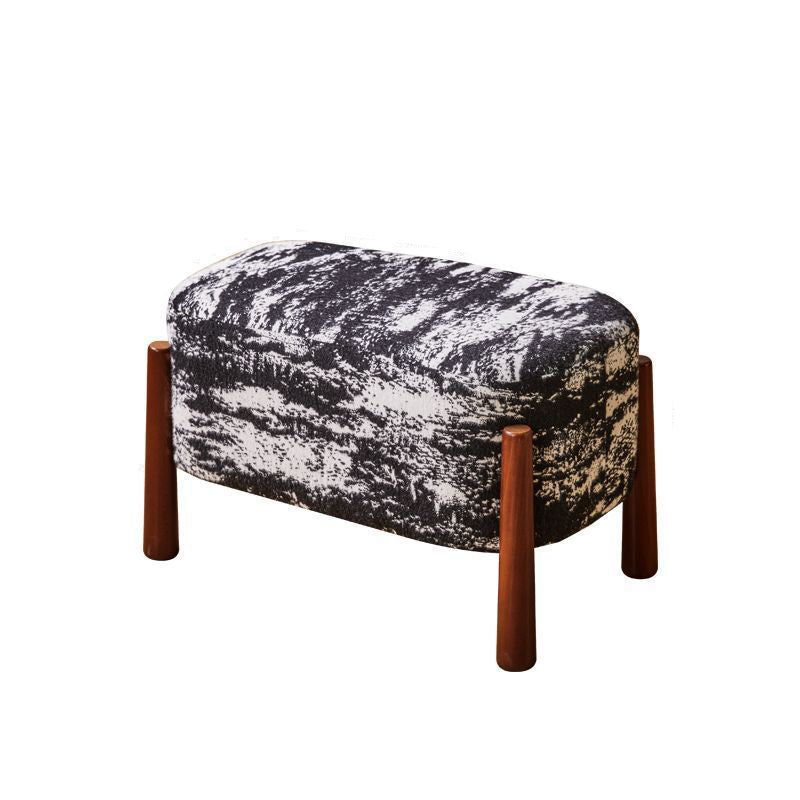 Modern Minimalist Oval Solid Wood Low Stool – Corduroy, Teddy Fleece & Faux Mink Fur Upholstery, Yarn-Wrapped Sponge Cushion, Backless & Armless Hallway Seat