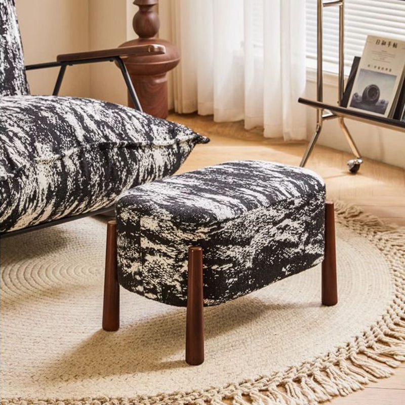 Modern Minimalist Oval Solid Wood Low Stool – Corduroy, Teddy Fleece & Faux Mink Fur Upholstery, Yarn-Wrapped Sponge Cushion, Backless & Armless Hallway Seat
