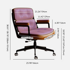 Contemporary Scandinavian Rotatable Rectangular Metal PU & Genuine Leather Sponge Liftable Desk Chair Backrest Armrest For Home Office