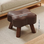 Traditional Vintage Solid Wood Faux Leather Sponge Low Stool Backless Armless For Entryway