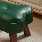 Traditional Vintage Solid Wood Faux Leather Sponge Low Stool Backless Armless For Entryway