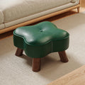 Traditional Vintage Solid Wood Faux Leather Sponge Low Stool Backless Armless For Entryway