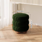 Taburete Nórdico Contemporáneo Cilíndrico de Madera Maciza para Dormitorio con Cojín de Tela Sherpa