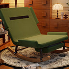 Contemporary Nordic Rectangular Rubberwood Iron Corduroy Sponge Plush Cotton Detachable Rocking Chair Backrest Armless For Bedroom
