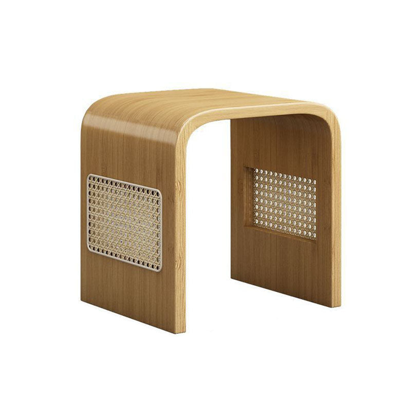 Modern Minimalist Arc Nan Bamboo Resin Rattan Weaving Kids' Low Stool — Backless & Armless for Entryway