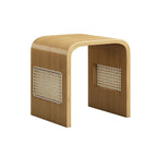 Modern Minimalist Arc Nan Bamboo Resin Rattan Weaving Kids' Low Stool — Backless & Armless for Entryway