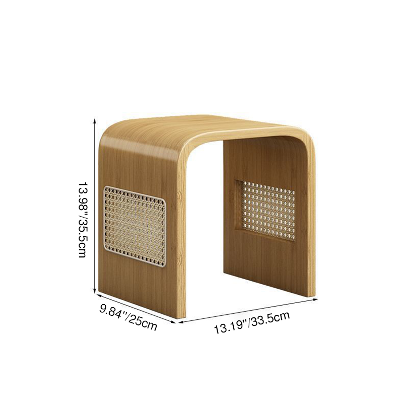 Modern Minimalist Arc Nan Bamboo Resin Rattan Weaving Kids' Low Stool — Backless & Armless for Entryway