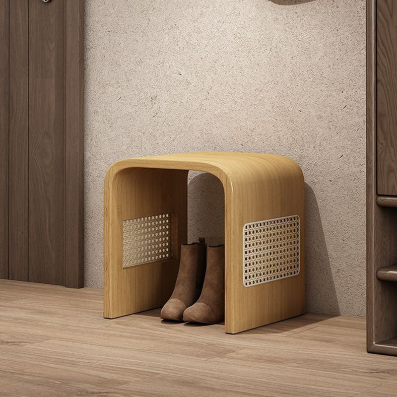 Modern Minimalist Arc Nan Bamboo Resin Rattan Weaving Kids' Low Stool — Backless & Armless for Entryway