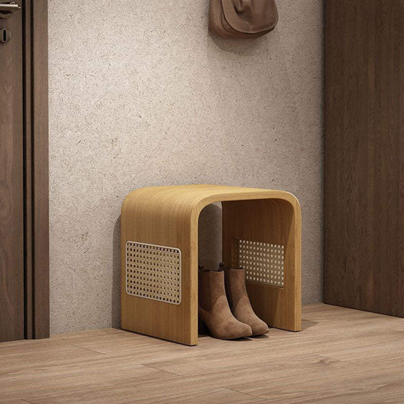 Modern Minimalist Arc Nan Bamboo Resin Rattan Weaving Kids' Low Stool — Backless & Armless for Entryway