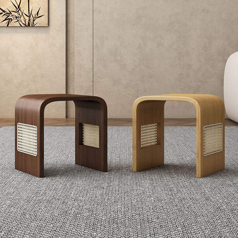 Modern Minimalist Arc Nan Bamboo Resin Rattan Weaving Kids' Low Stool — Backless & Armless for Entryway