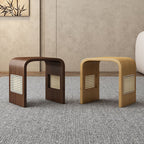 Modern Minimalist Arc Nan Bamboo Resin Rattan Weaving Kids' Low Stool — Backless & Armless for Entryway
