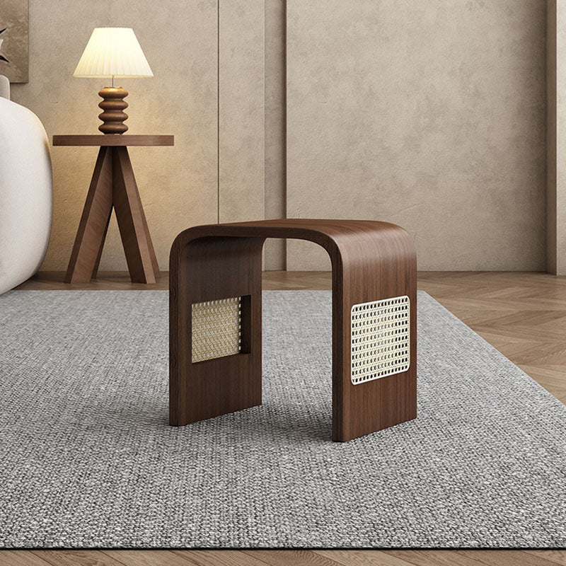 Modern Minimalist Arc Nan Bamboo Resin Rattan Weaving Kids' Low Stool — Backless & Armless for Entryway