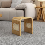 Modern Minimalist Arc Nan Bamboo Resin Rattan Weaving Kids' Low Stool — Backless & Armless for Entryway