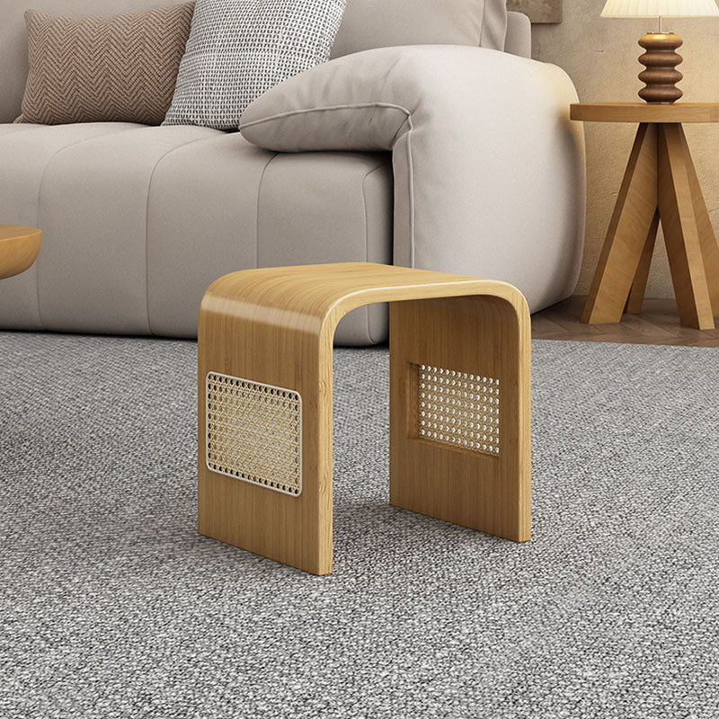 Modern Minimalist Arc Nan Bamboo Resin Rattan Weaving Kids' Low Stool — Backless & Armless for Entryway