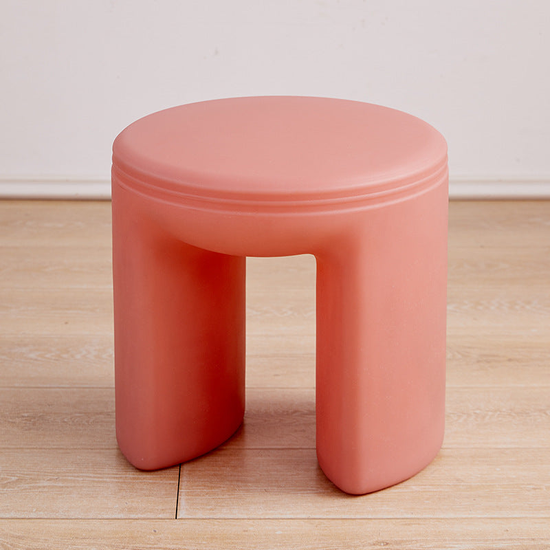 Modern Minimalist Round PE Stool - Low-Profile, Armless Seating for Living Room