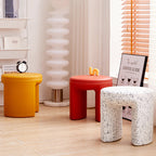 Modern Minimalist Round PE Stool - Low-Profile, Armless Seating for Living Room