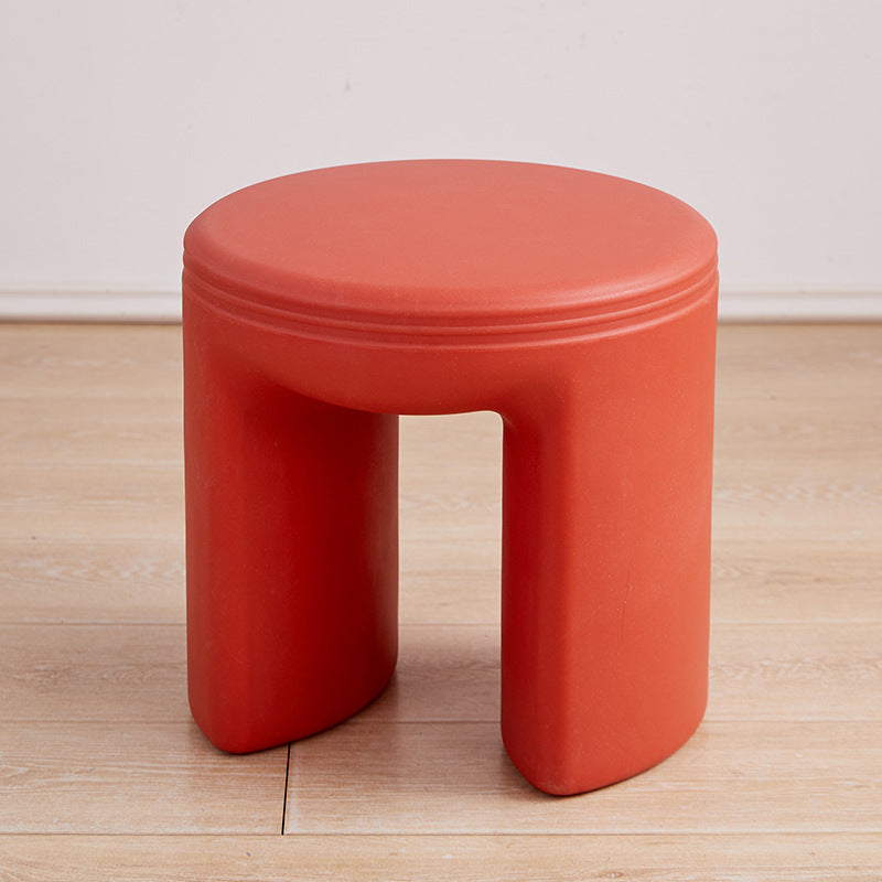 Modern Minimalist Round PE Stool - Low-Profile, Armless Seating for Living Room