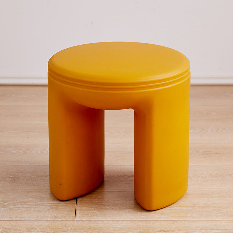 Modern Minimalist Round PE Stool - Low-Profile, Armless Seating for Living Room