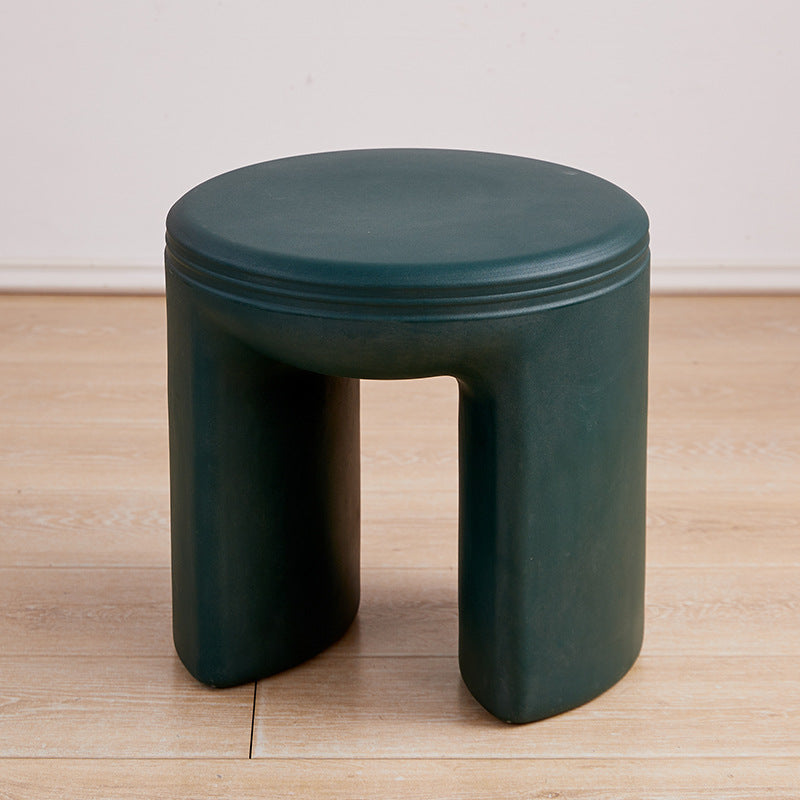 Modern Minimalist Round PE Stool - Low-Profile, Armless Seating for Living Room