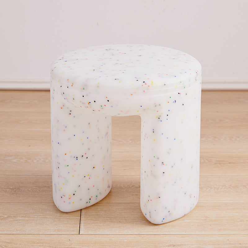 Modern Minimalist Round PE Stool - Low-Profile, Armless Seating for Living Room