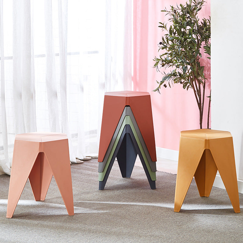 Modern Minimalist Square PE Stool, Armless, Low-Profile for Dining Room & Kitchen