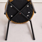 Contemporary Scandinavian Round Vanity Stool with Iron Frame, Cotton-Linen Upholstery, Armless Bedroom Accent