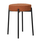 Contemporary Scandinavian Round Vanity Stool with Iron Frame, Cotton-Linen Upholstery, Armless Bedroom Accent