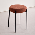 Contemporary Scandinavian Round Vanity Stool with Iron Frame, Cotton-Linen Upholstery, Armless Bedroom Accent