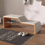 Banco de zapatos rectangular de piel sintética, madera maciza y metal, con esponja moderna minimalista, sin brazos, para entradas