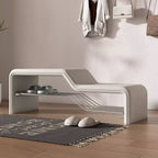 Banco de zapatos rectangular de piel sintética, madera maciza y metal, con esponja moderna minimalista, sin brazos, para entradas