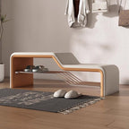 Banco de zapatos rectangular de piel sintética, madera maciza y metal, con esponja moderna minimalista, sin brazos, para entradas