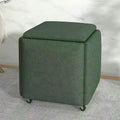 Contemporary Scandinavian Low Stool – Armless, Square Metal Frame with Five-in-One Functions and Synthetic Fabric Cushion for Living Room