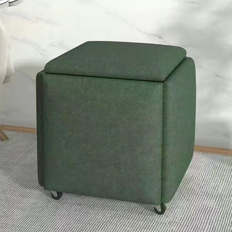 Contemporary Scandinavian Low Stool – Armless, Square Metal Frame with Five-in-One Functions and Synthetic Fabric Cushion for Living Room