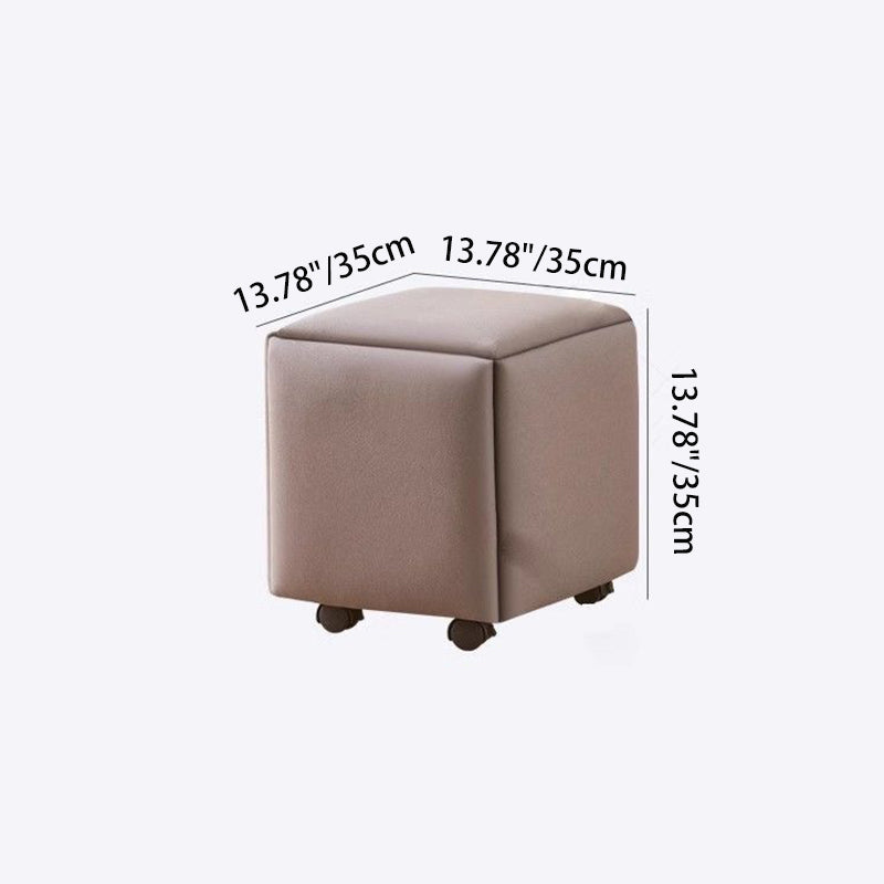 Contemporary Scandinavian Low Stool – Armless, Square Metal Frame with Five-in-One Functions and Synthetic Fabric Cushion for Living Room