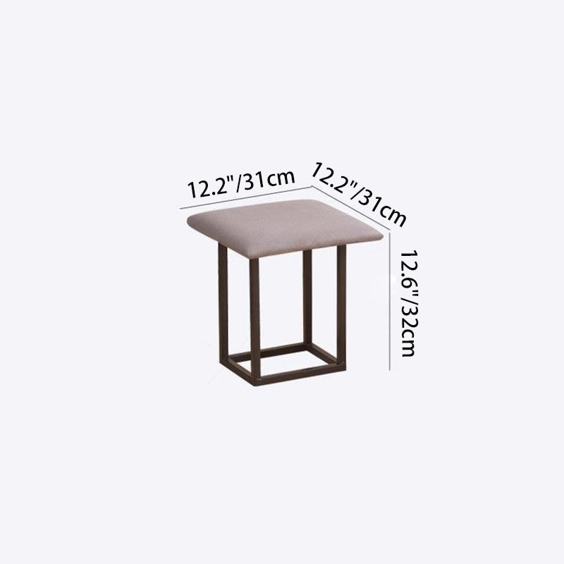 Contemporary Scandinavian Low Stool – Armless, Square Metal Frame with Five-in-One Functions and Synthetic Fabric Cushion for Living Room