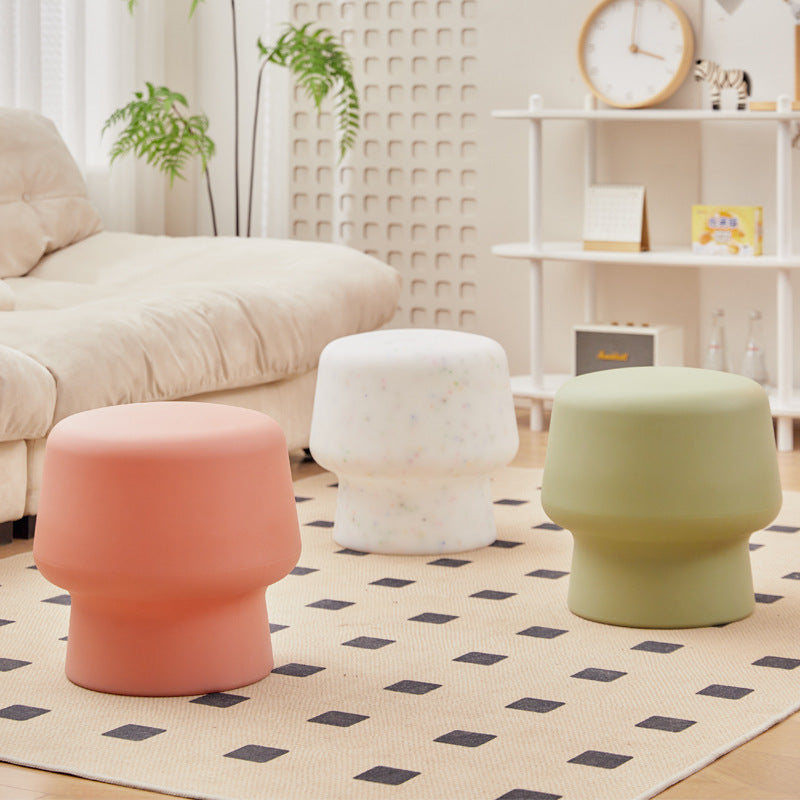 Modern Scandinavian PE Mushroom Round Low Stool, Armless – Ideal for Living Room