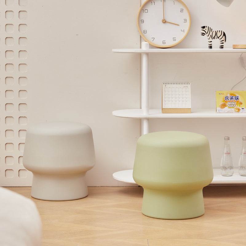 Modern Scandinavian PE Mushroom Round Low Stool, Armless – Ideal for Living Room