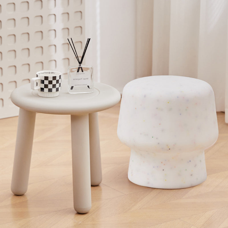 Modern Scandinavian PE Mushroom Round Low Stool, Armless – Ideal for Living Room